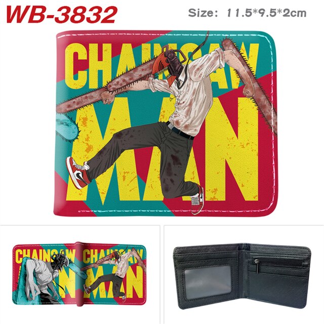 Chainsaw Man Leather Wallet Blue and red